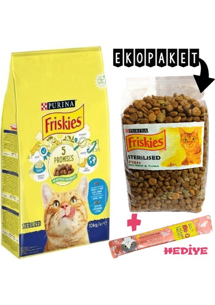Purina Friskies Somonlu ve Sebzeli Kısırlaştırılmış Kedi Maması 1kg Ekopaket