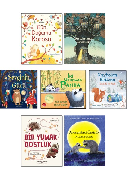 Tübitak Yayınları – Gün Doğumu Korosu + Bir Kavanoz Mutluluk + Sevginin Gücü + Iki Utangaç Panda + Kaybolan Eldiven + Bir Yumak Dostluk + Avucundaki Öpücük - 7 Kitap Çocuk Öykü Seti