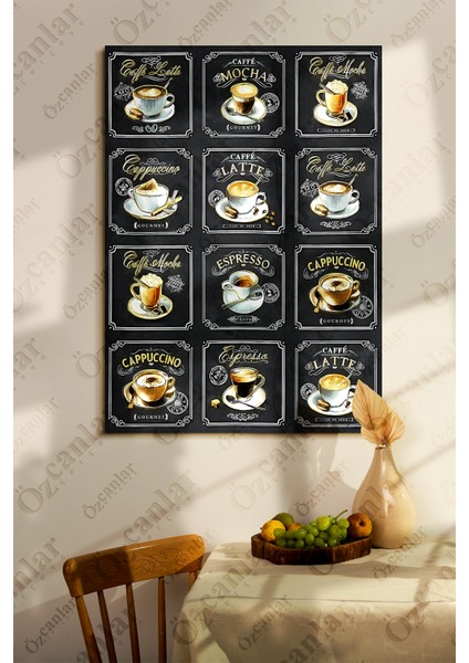 Coffee Temalı Çerçevesiz Çerçeve Görünümlü 1 Parça Mdf Duvar Tablo Tekli Mdf Tablo Set