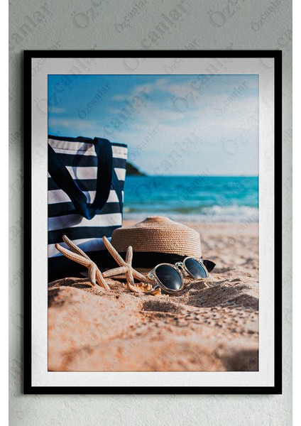 Yaz Tatil Summer Temalı Çerçevesiz Çerçeve Görünümlü 2 Parça Mdf Duvar Tablo Seti Mdf Tablo Set