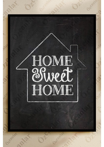 Home Sweet Home Temalı Çerçevesiz Çerçeve Görünümlü 2 Parça Mdf Duvar Tablo Seti Mdf Tablo Set