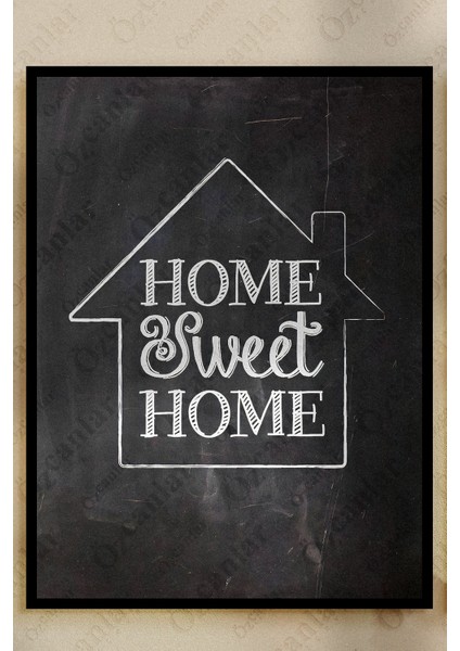 Home Sweet Home Temalı Çerçevesiz Çerçeve Görünümlü 3 Parça Mutfak Mdf Duvar Tablo Seti