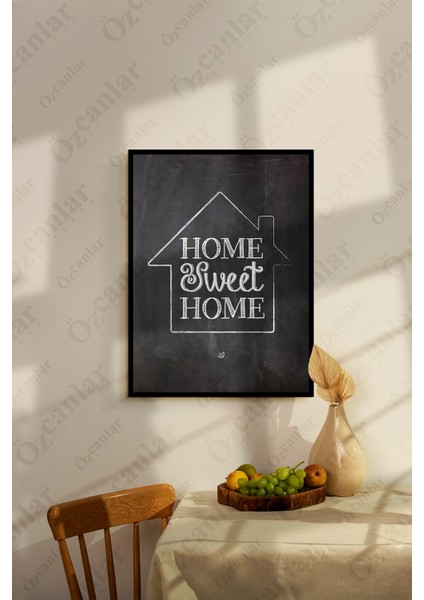 Home Sweet Home Temalı Çerçevesiz Çerçeve Görünümlü 1 Parça Mdf Duvar Tablo Tekli Mdf Tablo Set