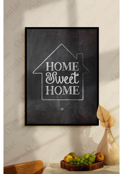 Home Sweet Home Temalı Çerçevesiz Çerçeve Görünümlü 1 Parça Mdf Duvar Tablo Tekli Mdf Tablo Set