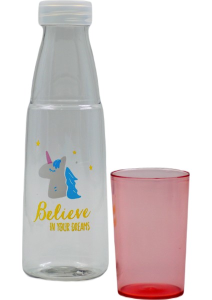 Bottle Boss Bottleboss Renkli Bardaklı Desenli Sızdırmaz Kapaklı Su Şişesi Matara 600 ml