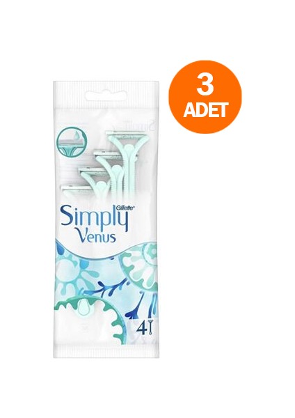 Venüs Simply 2 Tıraş Bıçağı 4'lü Kadın (3 Adet)