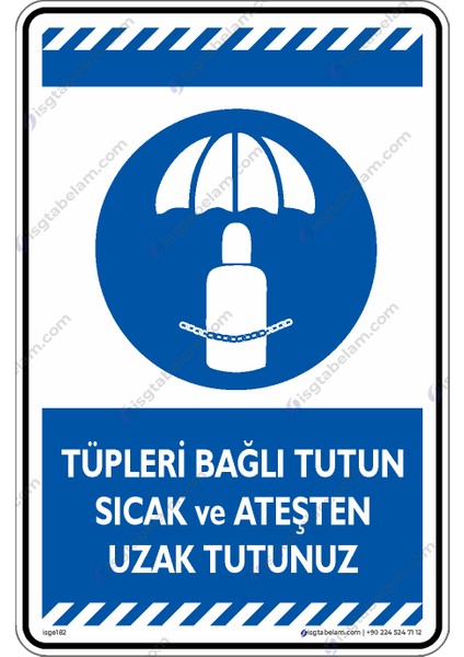 Tüpleri Bağlı Tutun Sıcak ve Ateşten Uzak Tutun/25x35cm/Etiket