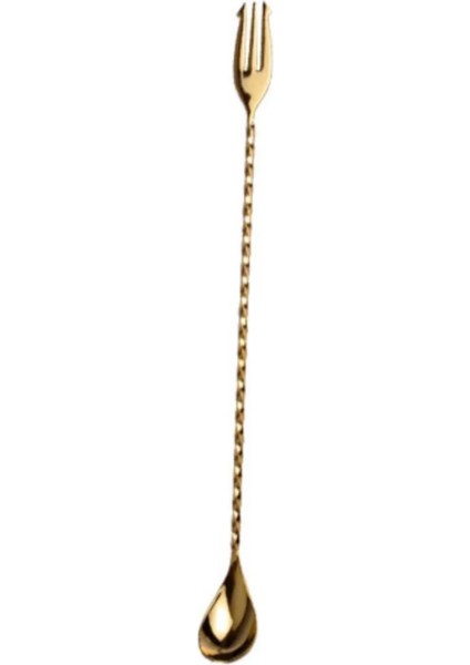 Bar Kaşık ve Çatalı Kokteyl Karıştırıcı Bar Kaşığı 30 cm Altın Renk Kokteyl Karıştırıcı Burgulu fiyatları