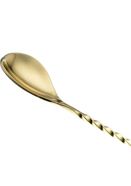 Bar Kaşık ve Çatalı Kokteyl Karıştırıcı Bar Kaşığı 30 cm Altın Renk Kokteyl Karıştırıcı Burgulu modelleri