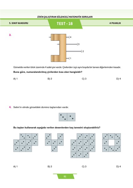 5.Sınıf Zihin Çalıştıran Eğlenceli Kanguru Matematik Soruları