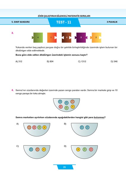 5.Sınıf Zihin Çalıştıran Eğlenceli Kanguru Matematik Soruları