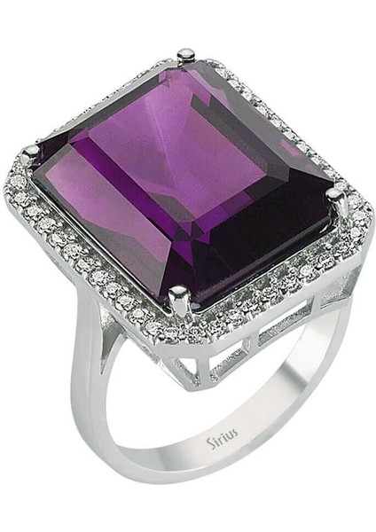 Pırlanta ve Oktagon Kesim Ametist Taşlı Yüzük 0423R0057