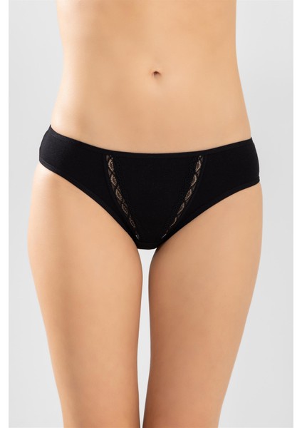 Kadın Pamuklu Zikzak Işlemeli Bikini Kesim Külot 3'lü Paket Siyah modelleri
