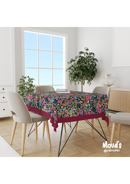 Violet Desenli Kare - Dikdörtgen Süet Dertsiz Masa Örtüsü