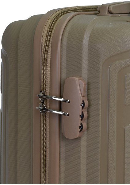 Premium Poliropilen Kırılmaz 3'lü Valiz Seti Büyük - Orta Boy ve Makyaj Vizon V305 modelleri