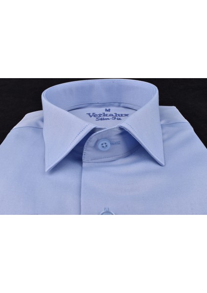 VR23-MİKRO Saten Slimfit Uzun Kol Gömlek/mavi/m fırsatları