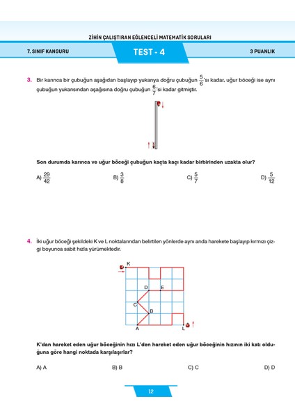 7.sınıf Zihin Çalıştıran Eğlenceli Kanguru Matematik Soruları