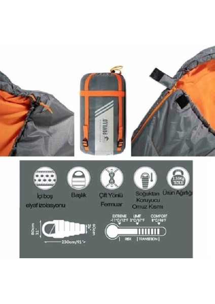 Pavillo Hiberhide 5 3-8 'c Uyku Tulumu 68103 Turuncu 230X80X60