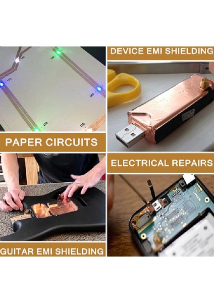 Four Season 100 Mm x 25 Mt Çift Taraflı Iletken Bakır Folyo Kapton Bant Gitar Salyangoz Kovucu