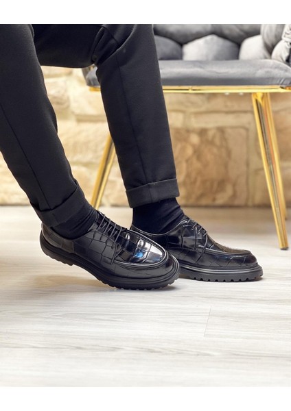 3011 Deri Siyah Erkek Casual Ayakkabı
