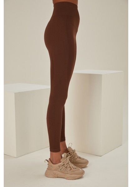 Kahve Seamless Dikişsiz Toparlayıcı Açık Tayt Belden Inceltici ve Sıkılaştırıcı Yüksek Bel modelleri