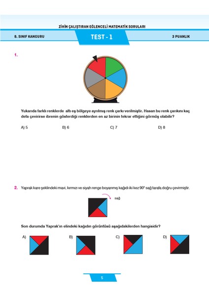 8.Sınıf Zihin Çalıştıran Eğlenceli Kanguru Matematik Soruları