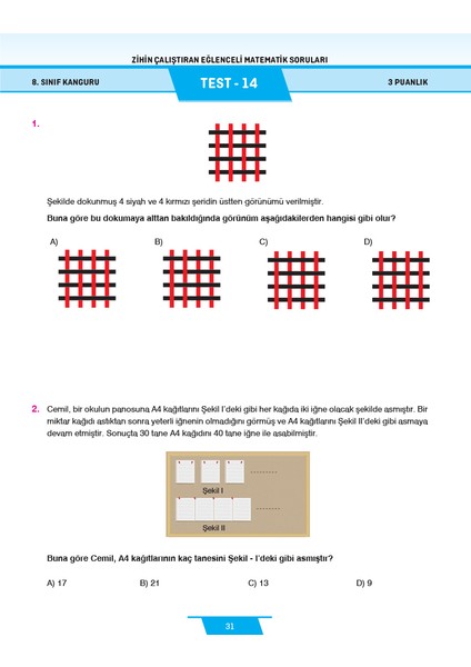 8.Sınıf Zihin Çalıştıran Eğlenceli Kanguru Matematik Soruları