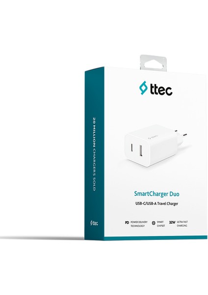 Smartcharger Duo Pd 32W Seyahat Hızlı Şarj Aleti Usb-C + Usb-A