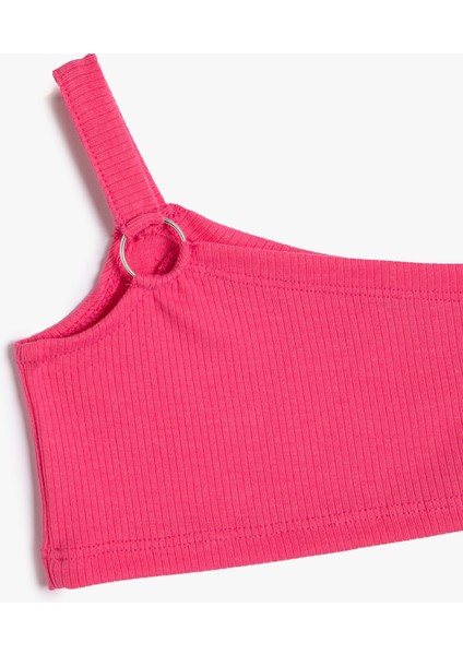 Crop Üst Slim Ribanalı Tek Omuz Toka Detaylı