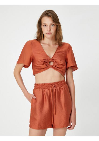 Şahika Ercümen XKoton - Pencere Detaylı Modal Crop Bluz modelleri