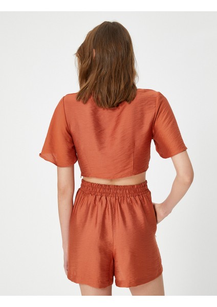 Şahika Ercümen XKoton - Pencere Detaylı Modal Crop Bluz fırsatları