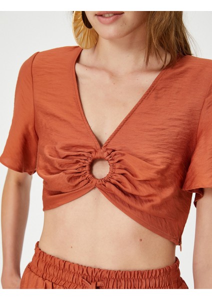 Şahika Ercümen XKoton - Pencere Detaylı Modal Crop Bluz indirimleri