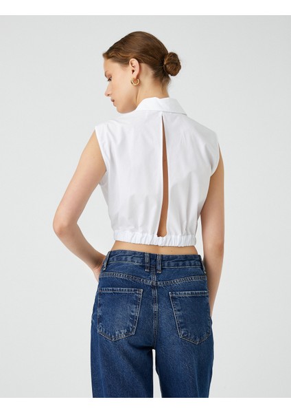 Crop Gömlek Pencere Detaylı Kolsuz Pamuklu fırsatları
