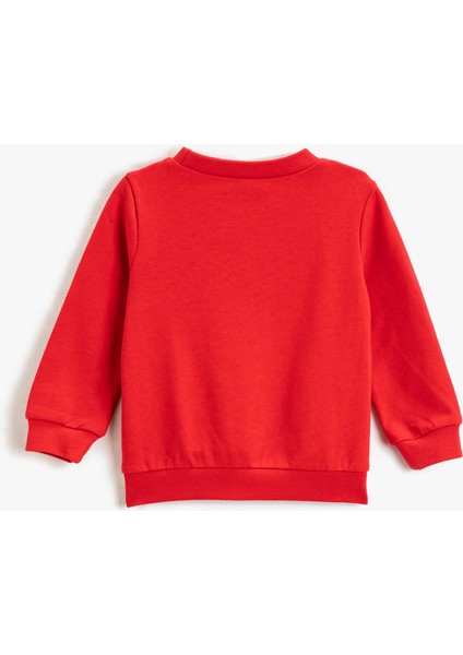 Baskılı Sweatshirt Uzun Kollu Bisiklet Yaka