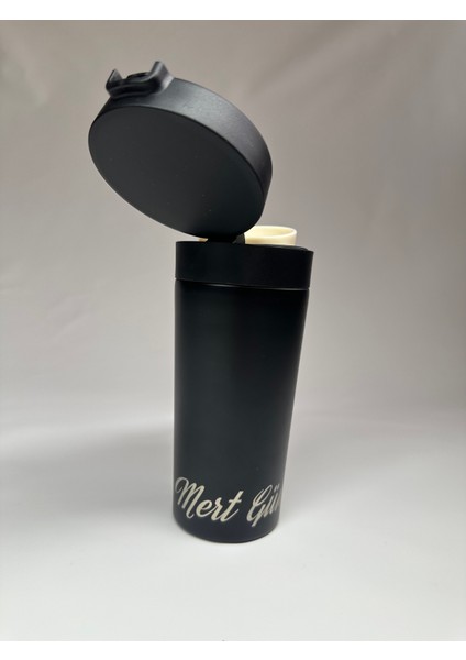Siyah Renk Çelik Kupa Termos 360° Kişiye ve Isme Özel / 350ML modelleri