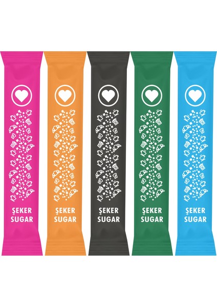 Stick Şeker Toz Şeker 2.5 gr Renkli 1000 Adet 2.5 kg
