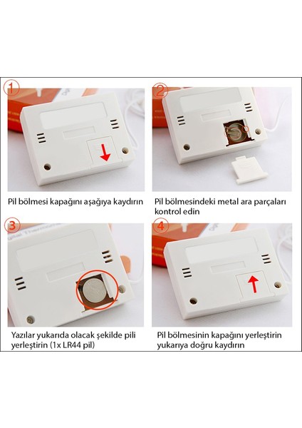 3 Adet ST-1A Mini Kablolu Termometre - Kablo Uzunluğu: 1 Metre