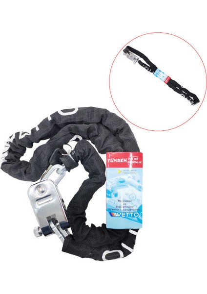 Zincir Kilit 8X150 cm Motorsiklet Kilit Çelik Blok Bağlantı Bisiklet -Motor Kilidi