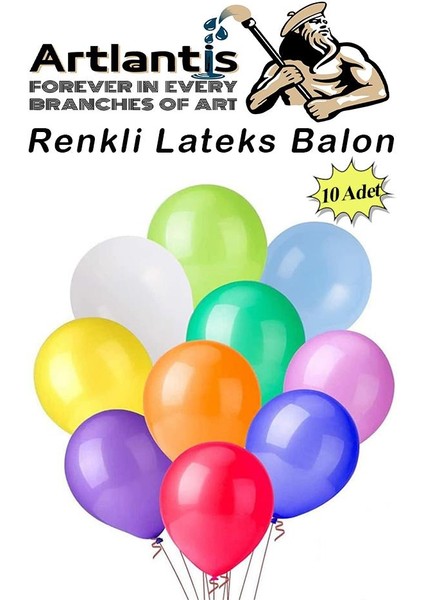 Balon Renkli Lateks 10 Adet Renkli Balon 10'' Canlı Renkler Parti Doğum Günü Süsleme Malzemeleri Balon 26 cm