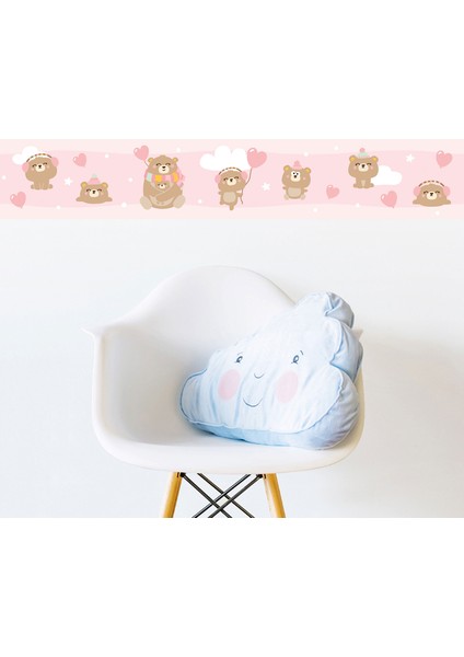 Ayı Ailesi Sticker Duvar Bordürü, Çocuk Odası Dekorasyonu, Bebek Odası, Kreş Duvar Sticker fırsatları
