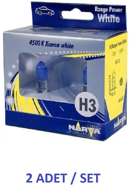 12V H3 55W Range Power White 4500K 2'li Set Beyaz Işık Narva 48602 64151CB