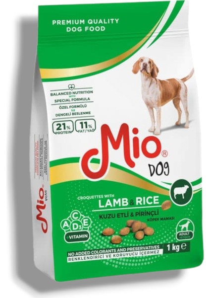 Kuzu Etli Pirinçli Yetişkin Köpek Maması - 1 kg - Mio Adult 1 kg Köpek - Kuzu & Pirinçli