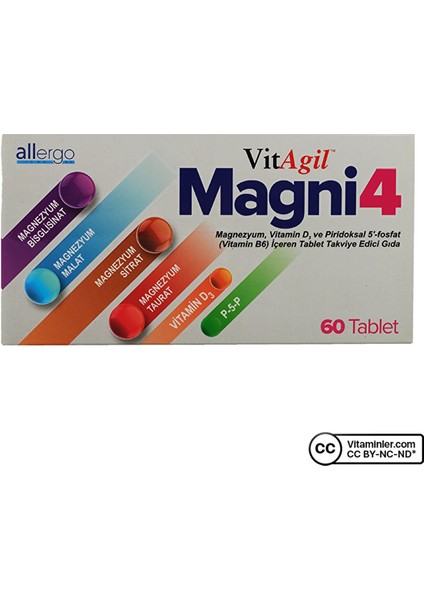 Vitagil Magni4 Magnezyum Vitamin D3 P5P 60 Tablet