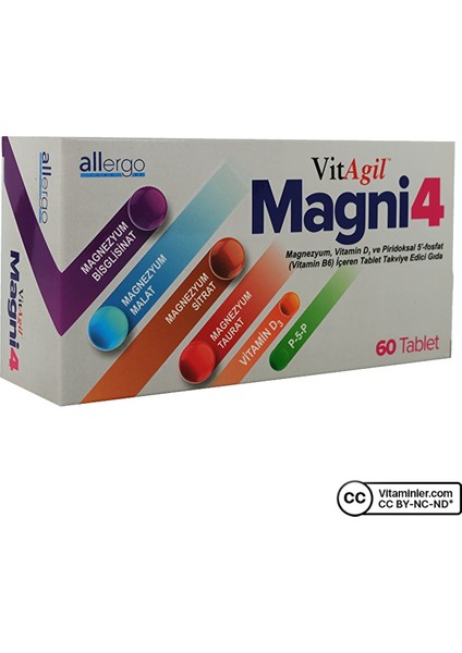 Vitagil Magni4 Magnezyum Vitamin D3 P5P 60 Tablet