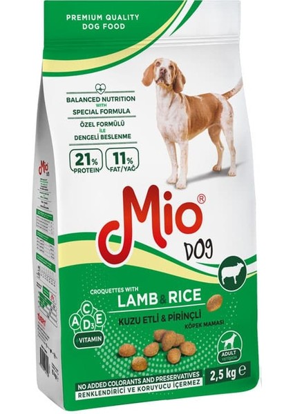 Kuzu Etli Pirinçli Yetişkin Köpek Maması - 2,5 kg - Mio Adult 2,5 kg Köpek - Kuzu & Pirinçli