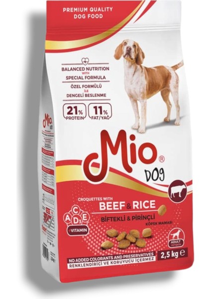 Biftekli Pirinçli Yetişkin Köpek Maması -2,5 Kg- Mio Adult 2,5 kg Köpek - Dana Etli & Pirinçli