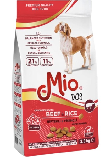 Biftekli Pirinçli Yetişkin Köpek Maması -2,5 Kg- Mio Adult 2,5 kg Köpek - Dana Etli & Pirinçli