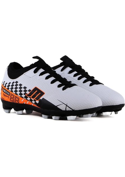 231-1139 Mr Erkek Beyaz-Turuncu Çoraplı Krampon Futbol Ayakkabı modelleri