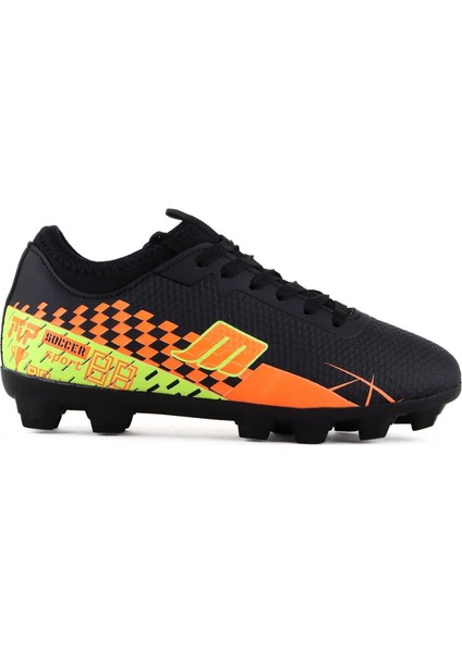 231-1139 Mr Erkek Siyah-Turuncu Çoraplı Krampon Futbol Ayakkabı