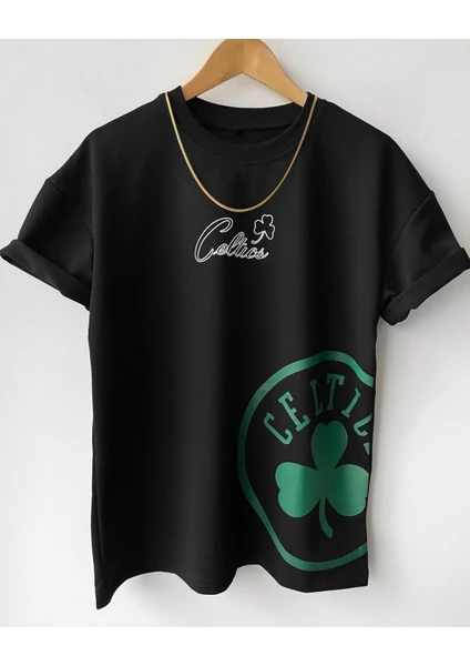 Çocuk Erkek  Boston Celtic Oversize Baskılı Pamuklu Bisiklet Yaka Kısa Kollu T-Shirt